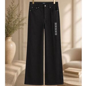 J. Crew Curvy Wide Leg Crop Jeans 30T Black High Rise Minimalist Classic Denim